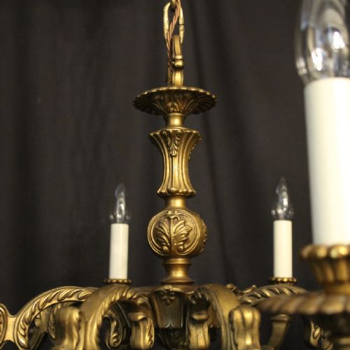 FRENCH GILDED BRASS 8 LIGHT CHANDELIER - ADDITIONAL PHOTO 8