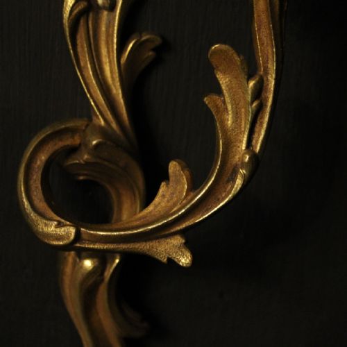 FRENCH PAIR OF GILDED SINGLE ARM ANTIQUE WALL LIGHTS - ADDITIONAL PHOTO 7