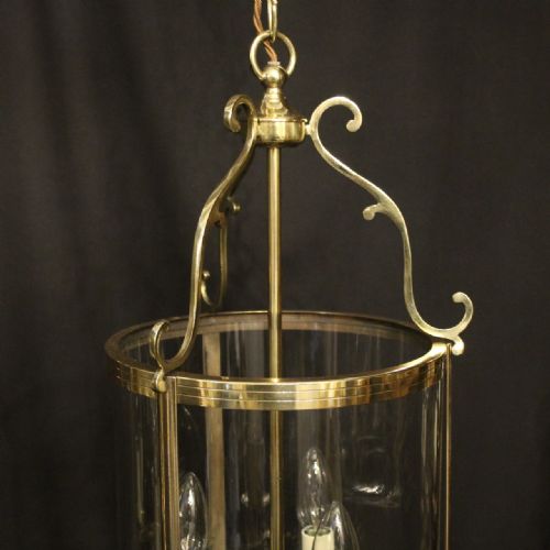 FRENCH SET OF 3 CONVEX ANTIQUE HALL LANTERNS - ADDITIONAL PHOTO 2