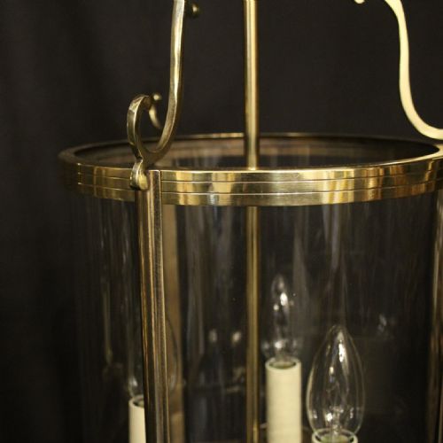 FRENCH SET OF 3 CONVEX ANTIQUE HALL LANTERNS - ADDITIONAL PHOTO 3