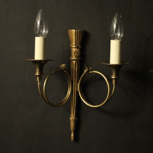 FRENCH GILDED EMPIRE TWIN ARM ANTIQUE WALL LIGHTS - ADDITIONAL PHOTO 1