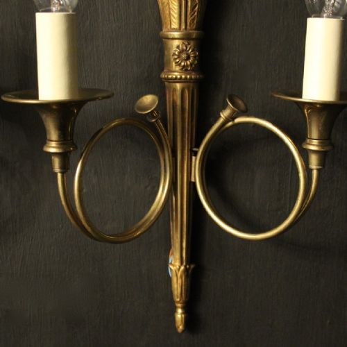 FRENCH GILDED EMPIRE TWIN ARM ANTIQUE WALL LIGHTS - ADDITIONAL PHOTO 3