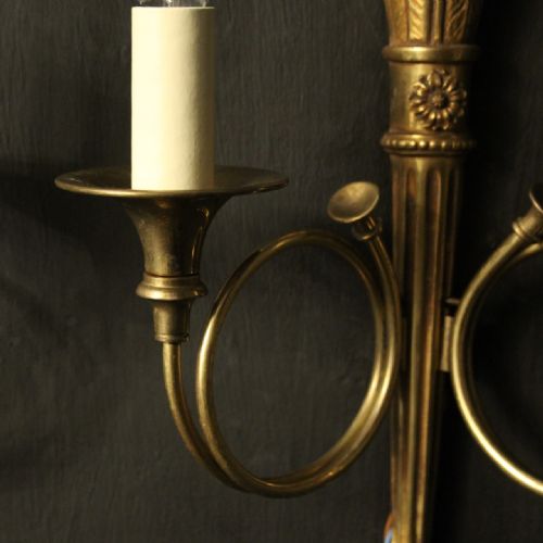 FRENCH GILDED EMPIRE TWIN ARM ANTIQUE WALL LIGHTS - ADDITIONAL PHOTO 4