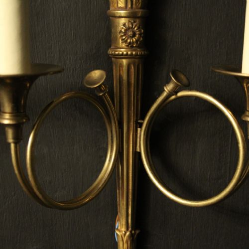 FRENCH GILDED EMPIRE TWIN ARM ANTIQUE WALL LIGHTS - ADDITIONAL PHOTO 7