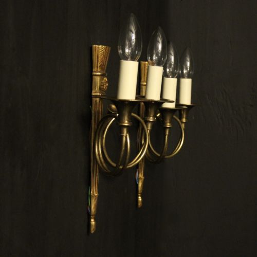 FRENCH GILDED EMPIRE TWIN ARM ANTIQUE WALL LIGHTS - ADDITIONAL PHOTO 9