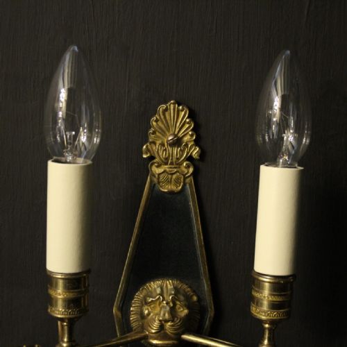FRENCH PAIR OF GILDED EMPIRE ANTIQUE WALL LIGHTS - ADDITIONAL PHOTO 2