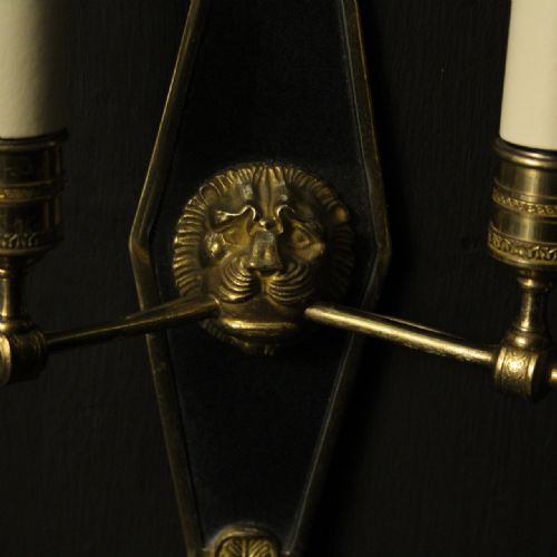 FRENCH PAIR OF GILDED EMPIRE ANTIQUE WALL LIGHTS - ADDITIONAL PHOTO 4