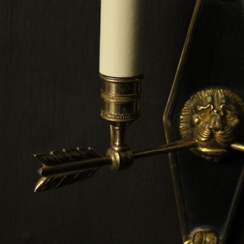 FRENCH PAIR OF GILDED EMPIRE ANTIQUE WALL LIGHTS - ADDITIONAL PHOTO 6