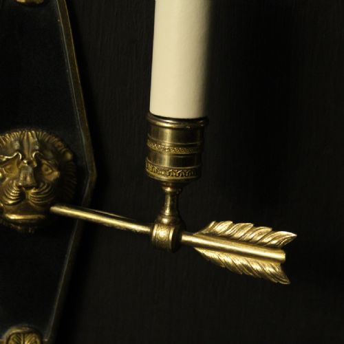 FRENCH PAIR OF GILDED EMPIRE ANTIQUE WALL LIGHTS - ADDITIONAL PHOTO 7