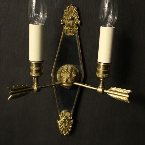 FRENCH PAIR OF GILDED EMPIRE ANTIQUE WALL LIGHTS - ADDITIONAL PHOTO 8