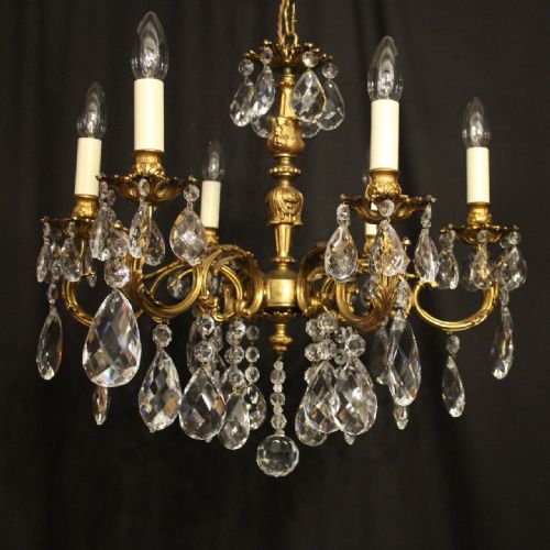 ITALIAN 6 LIGHT GILDED ANTIQUE CHANDELIER - ADDITIONAL PHOTO 1