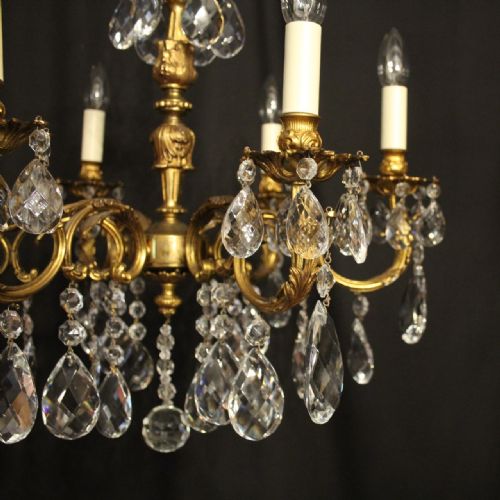 ITALIAN 6 LIGHT GILDED ANTIQUE CHANDELIER - ADDITIONAL PHOTO 2