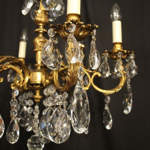 ITALIAN 6 LIGHT GILDED ANTIQUE CHANDELIER - ADDITIONAL PHOTO 3