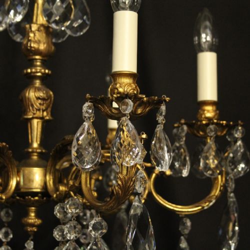 ITALIAN 6 LIGHT GILDED ANTIQUE CHANDELIER - ADDITIONAL PHOTO 5