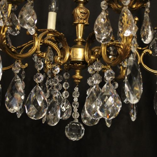 ITALIAN 6 LIGHT GILDED ANTIQUE CHANDELIER - ADDITIONAL PHOTO 6