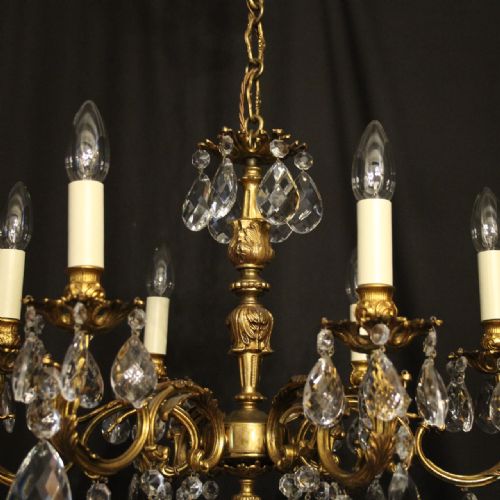 ITALIAN 6 LIGHT GILDED ANTIQUE CHANDELIER - ADDITIONAL PHOTO 8