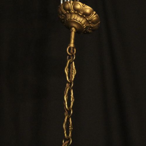 ITALIAN 6 LIGHT GILDED ANTIQUE CHANDELIER - ADDITIONAL PHOTO 9