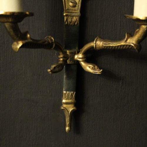 FRENCH PAIR OF EMPIRE ANTIQUE WALL LIGHTS - ADDITIONAL PHOTO 4
