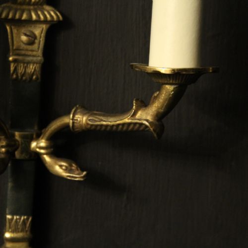 FRENCH PAIR OF EMPIRE ANTIQUE WALL LIGHTS - ADDITIONAL PHOTO 5