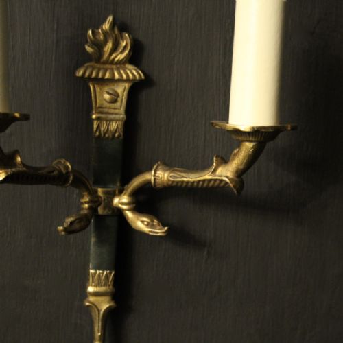 FRENCH PAIR OF EMPIRE ANTIQUE WALL LIGHTS - ADDITIONAL PHOTO 6