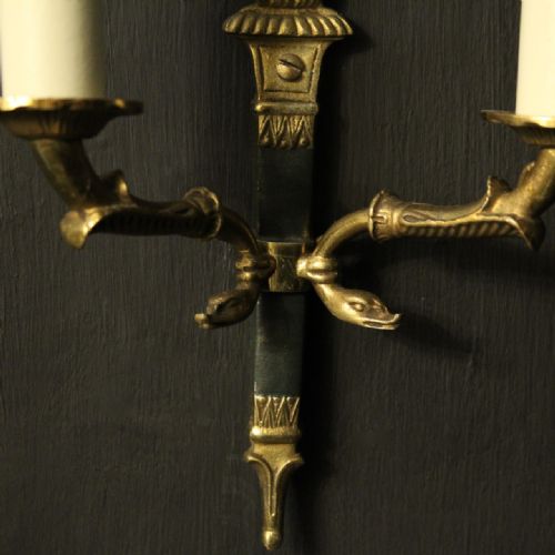 FRENCH PAIR OF EMPIRE ANTIQUE WALL LIGHTS - ADDITIONAL PHOTO 8