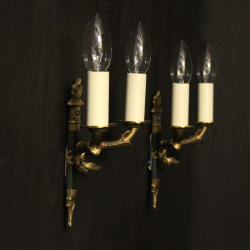 FRENCH PAIR OF EMPIRE ANTIQUE WALL LIGHTS - ADDITIONAL PHOTO 9