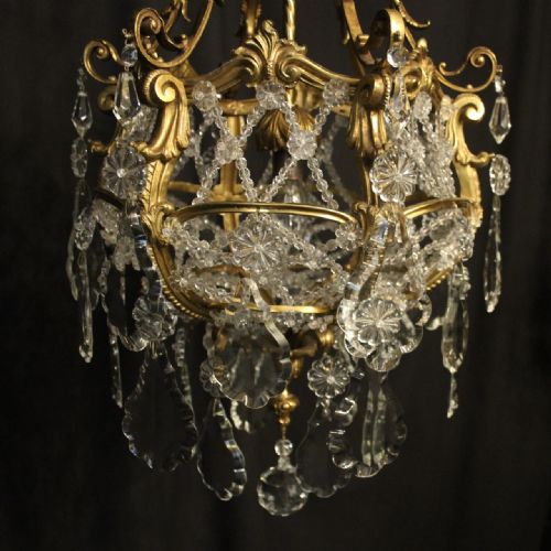 FRENCH GILDED BRONZE CRYSTAL ANTIQUE CHANDELIER - ADDITIONAL PHOTO 1
