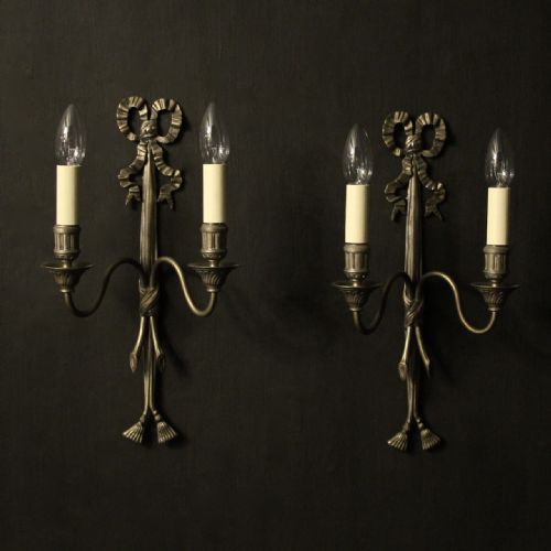 french silver gilded twin arm wall lights - CATEGORY: ANTIQUE LIGHTING - DATED 1920