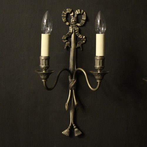 FRENCH SILVER GILDED TWIN ARM WALL LIGHTS - ADDITIONAL PHOTO 1