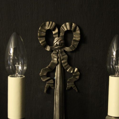 FRENCH SILVER GILDED TWIN ARM WALL LIGHTS - ADDITIONAL PHOTO 2