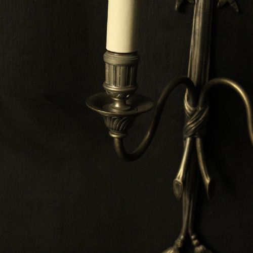 FRENCH SILVER GILDED TWIN ARM WALL LIGHTS - ADDITIONAL PHOTO 3