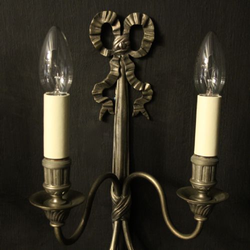FRENCH SILVER GILDED TWIN ARM WALL LIGHTS - ADDITIONAL PHOTO 4