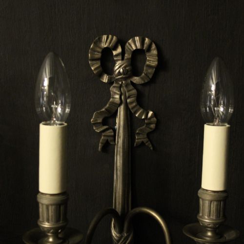 FRENCH SILVER GILDED TWIN ARM WALL LIGHTS - ADDITIONAL PHOTO 5