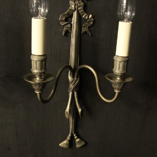 FRENCH SILVER GILDED TWIN ARM WALL LIGHTS - ADDITIONAL PHOTO 6