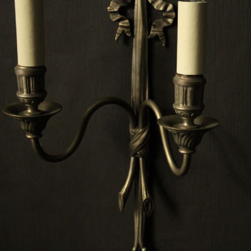 FRENCH SILVER GILDED TWIN ARM WALL LIGHTS - ADDITIONAL PHOTO 7