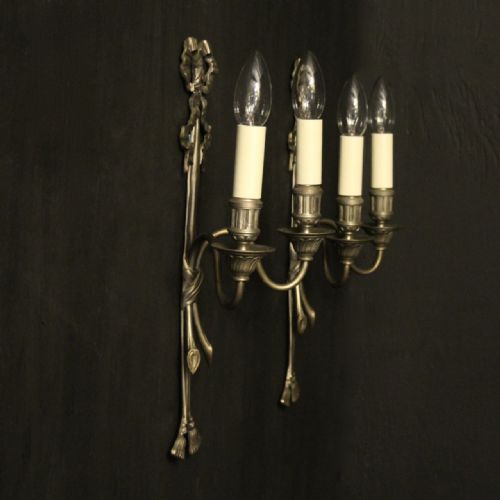 FRENCH SILVER GILDED TWIN ARM WALL LIGHTS - ADDITIONAL PHOTO 9