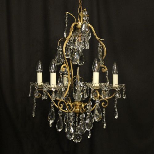 french gilded birdcage 7 light antique chandelier - CATEGORY: ANTIQUE LIGHTING - DATED 1920