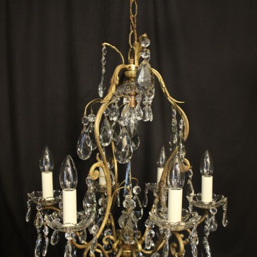 FRENCH GILDED BIRDCAGE 7 LIGHT ANTIQUE CHANDELIER - ADDITIONAL PHOTO 5