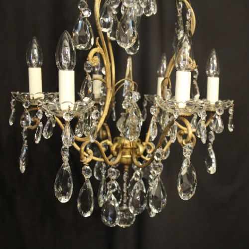 FRENCH GILDED BIRDCAGE 7 LIGHT ANTIQUE CHANDELIER - ADDITIONAL PHOTO 6