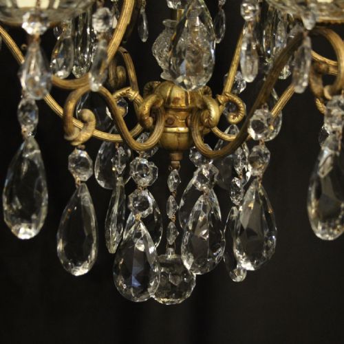FRENCH GILDED BIRDCAGE 7 LIGHT ANTIQUE CHANDELIER - ADDITIONAL PHOTO 7