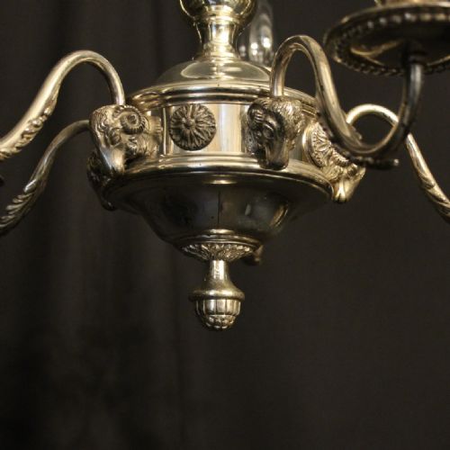 ENGLISH SILVER PLATED 5 LIGHT ANTIQUE CHANDELIER - ADDITIONAL PHOTO 1