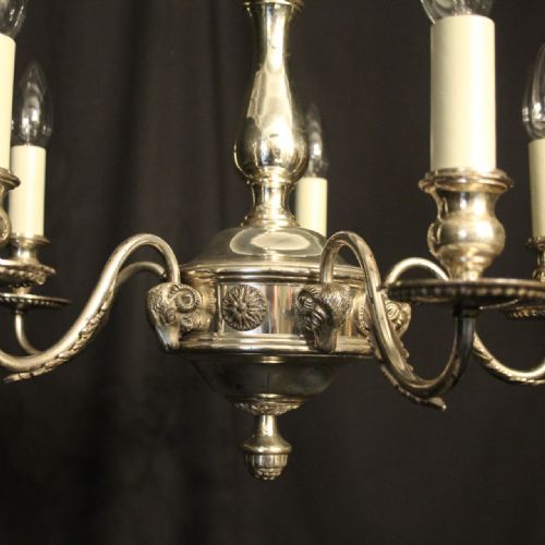 ENGLISH SILVER PLATED 5 LIGHT ANTIQUE CHANDELIER - ADDITIONAL PHOTO 2