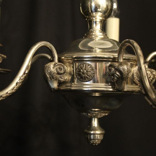 ENGLISH SILVER PLATED 5 LIGHT ANTIQUE CHANDELIER - ADDITIONAL PHOTO 5