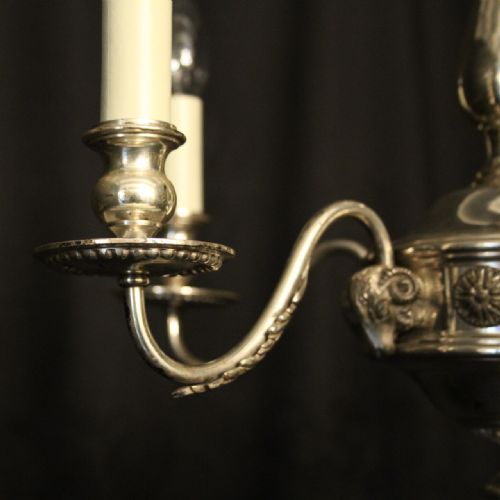 ENGLISH SILVER PLATED 5 LIGHT ANTIQUE CHANDELIER - ADDITIONAL PHOTO 6