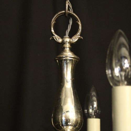 ENGLISH SILVER PLATED 5 LIGHT ANTIQUE CHANDELIER - ADDITIONAL PHOTO 8