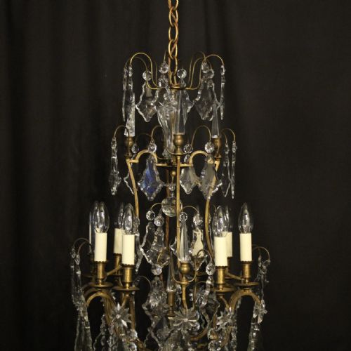 FRENCH GILDED BRONZE CRYSTAL 8 LIGHT ANTIQUE CHANDELIER - ADDITIONAL PHOTO 6