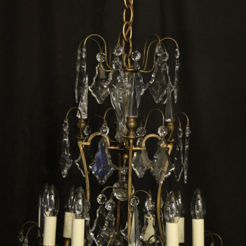 FRENCH GILDED BRONZE CRYSTAL 8 LIGHT ANTIQUE CHANDELIER - ADDITIONAL PHOTO 8