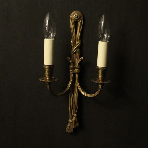 FRENCH SET OF 4 GILDED TWIN ARM WALL LIGHTS - ADDITIONAL PHOTO 1