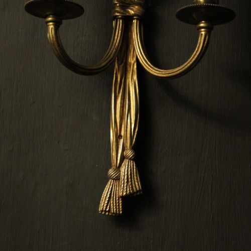 FRENCH SET OF 4 GILDED TWIN ARM WALL LIGHTS - ADDITIONAL PHOTO 7
