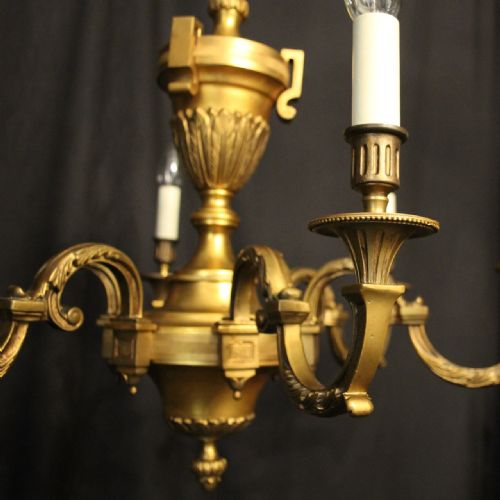 FRENCH GILDED BRONZE 6 LIGHT ANTIQUE CHANDELIER - ADDITIONAL PHOTO 1
